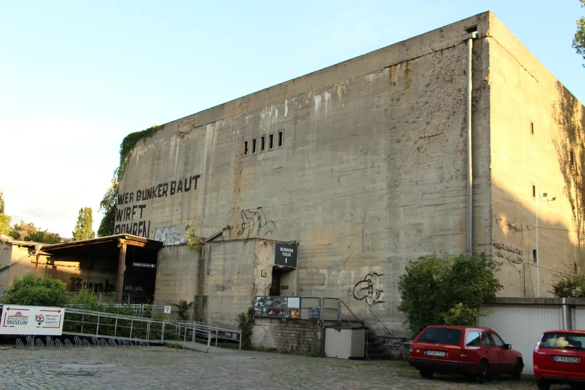 The concrete Anhalter Bunker on Schöneberger Straße, home of the Berlin Story Bunker on Berlin WW2 tours