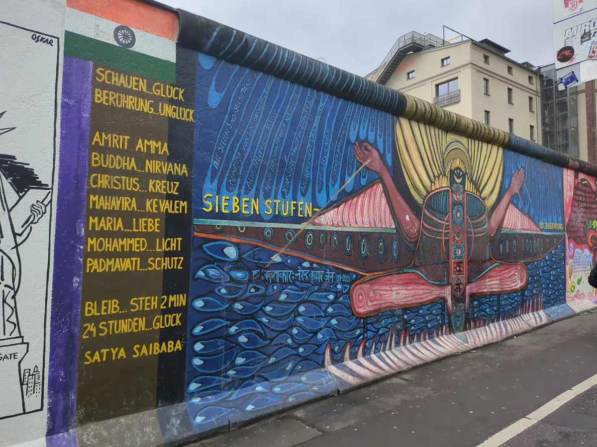 East Side Gallery section of the Berlin Wall on a Berlin Wall and Third Reich bike tour