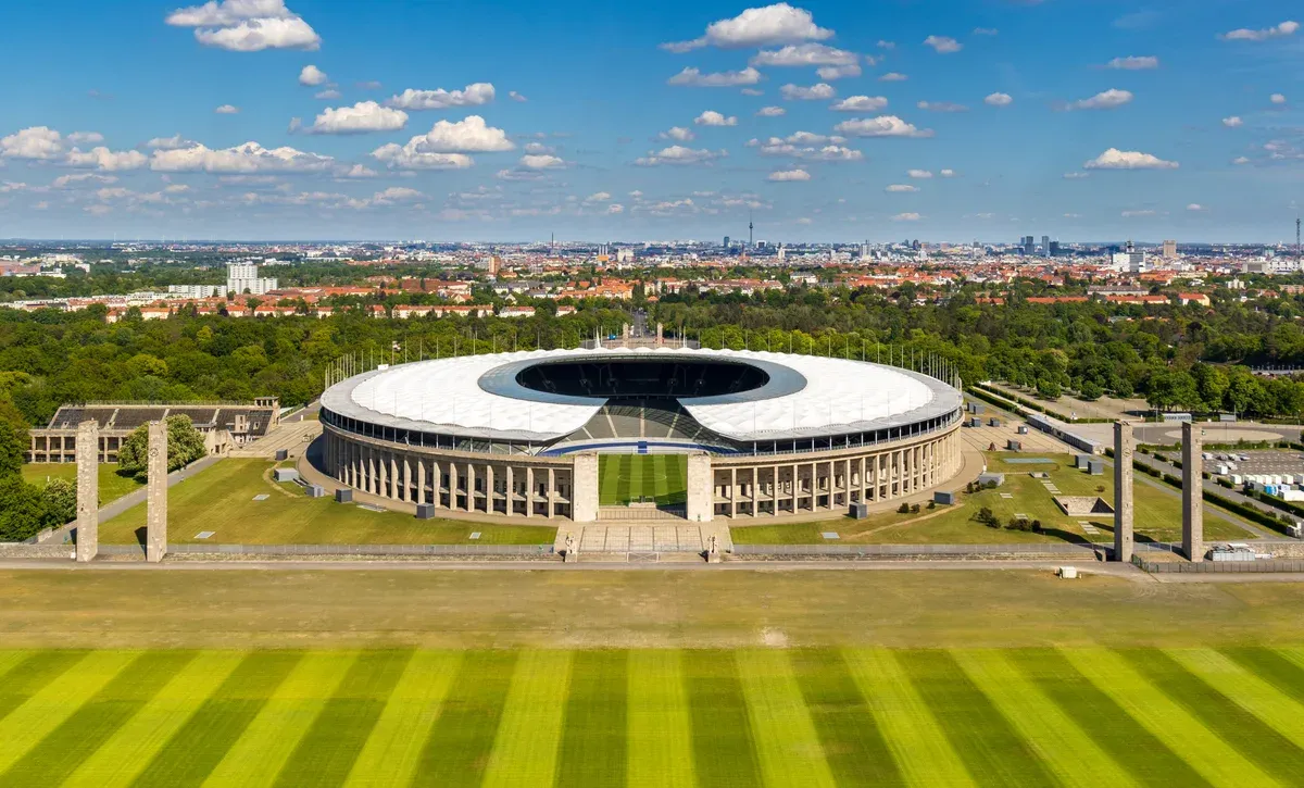 Olympiastadion Berlin 1936 Olympic stadium seen from above with the Marathon Gate