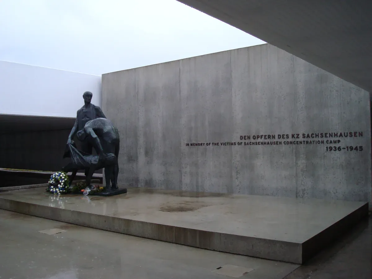 Memorial to the victims at Sachsenhausen concentration camp seen on an English-language tour from Berlin
